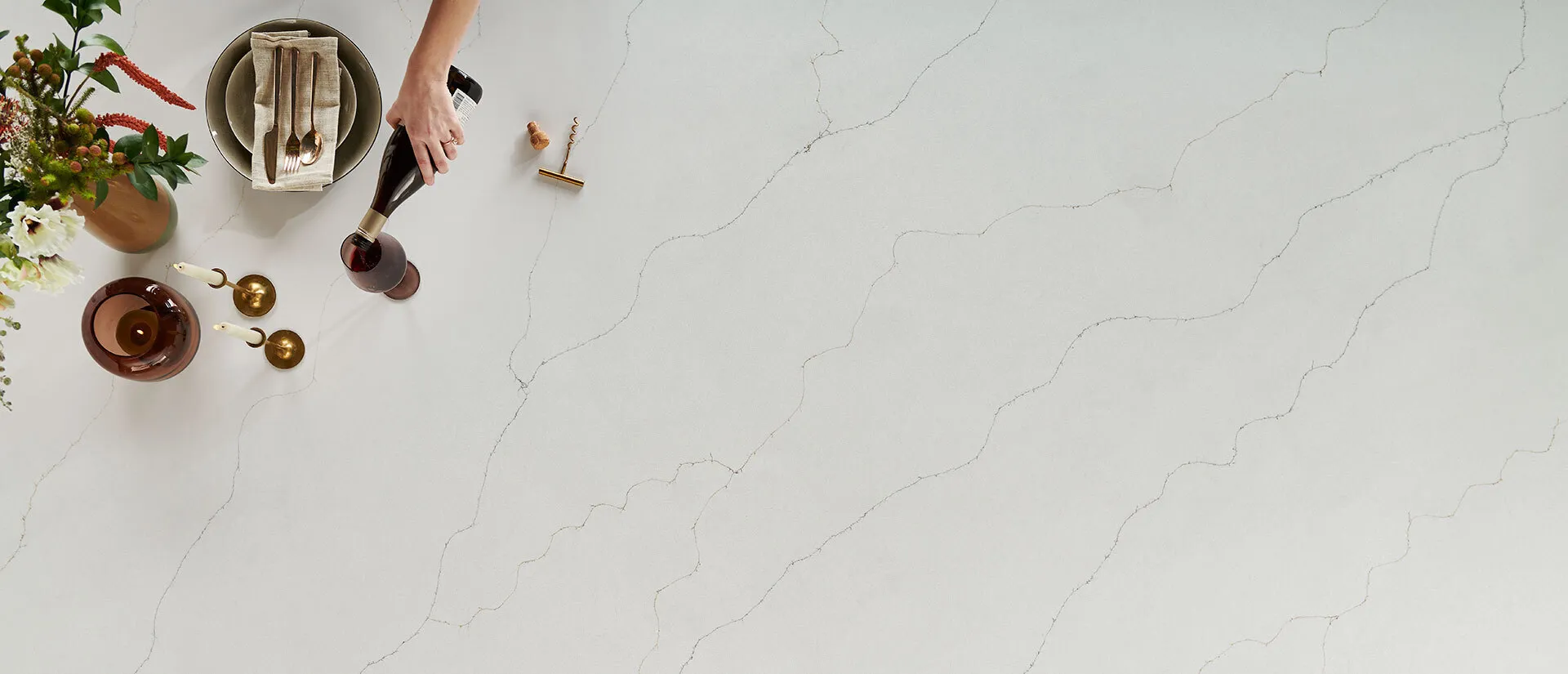 Image of installed Q Quartz Calacatta Duolina White Quartz countertops