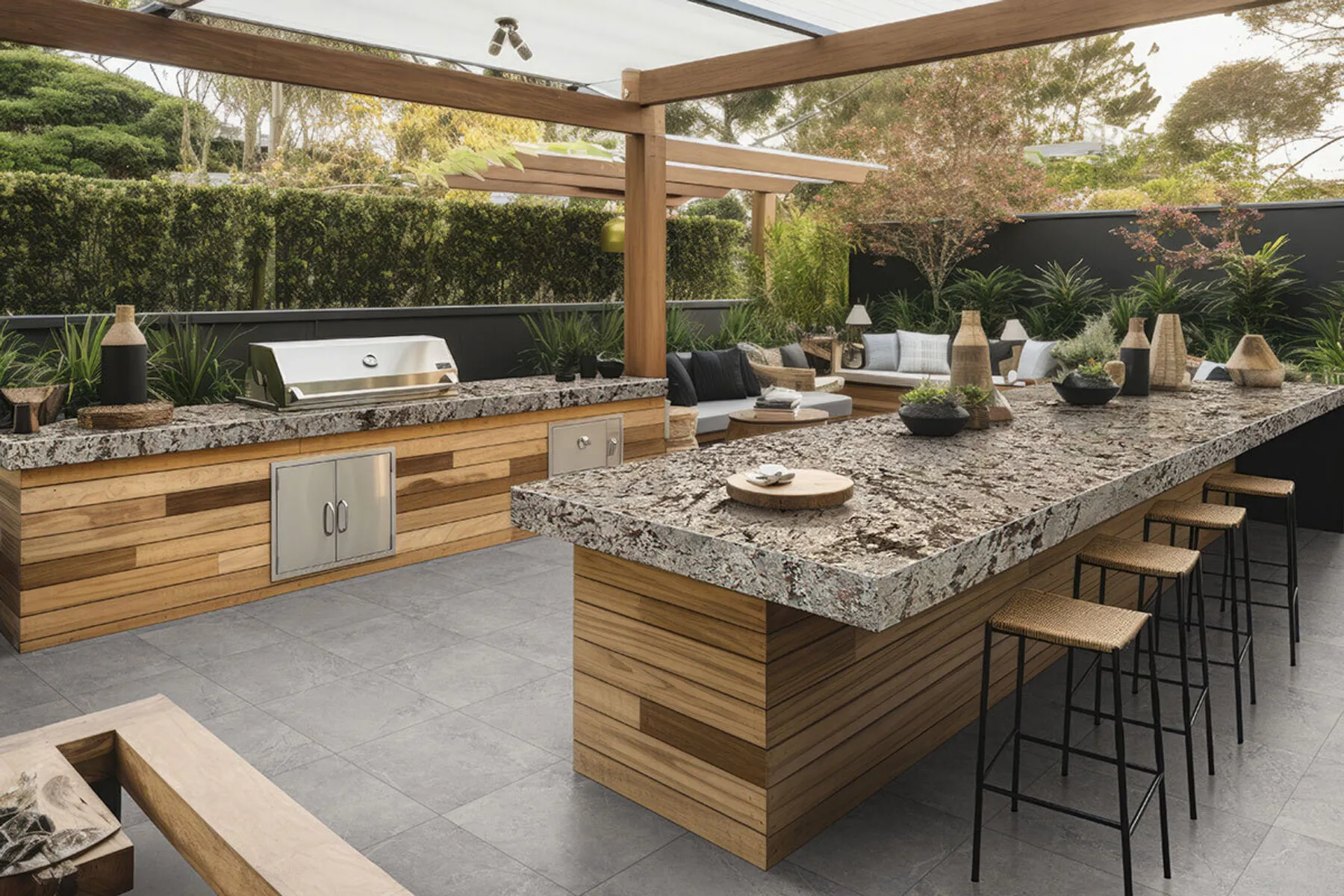 Image of installed Bianco Antico Grey Granite countertops