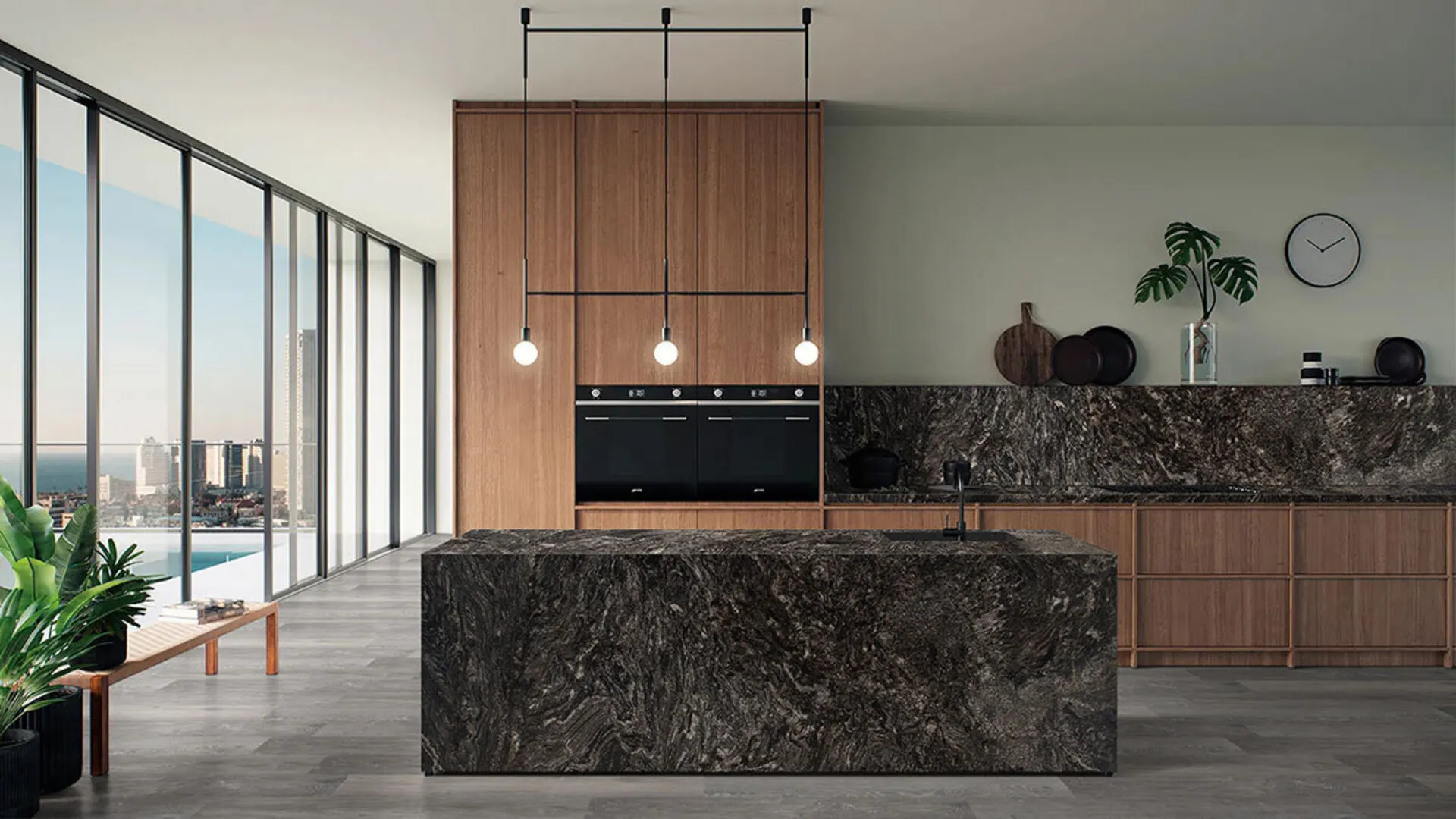Image of installed Black Forest Granite countertops