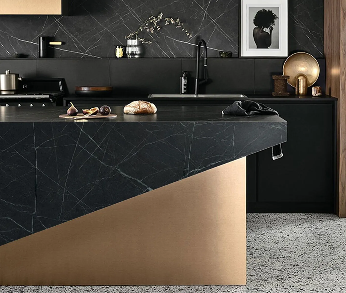 Image of installed Black Soapstone Soapstone countertops
