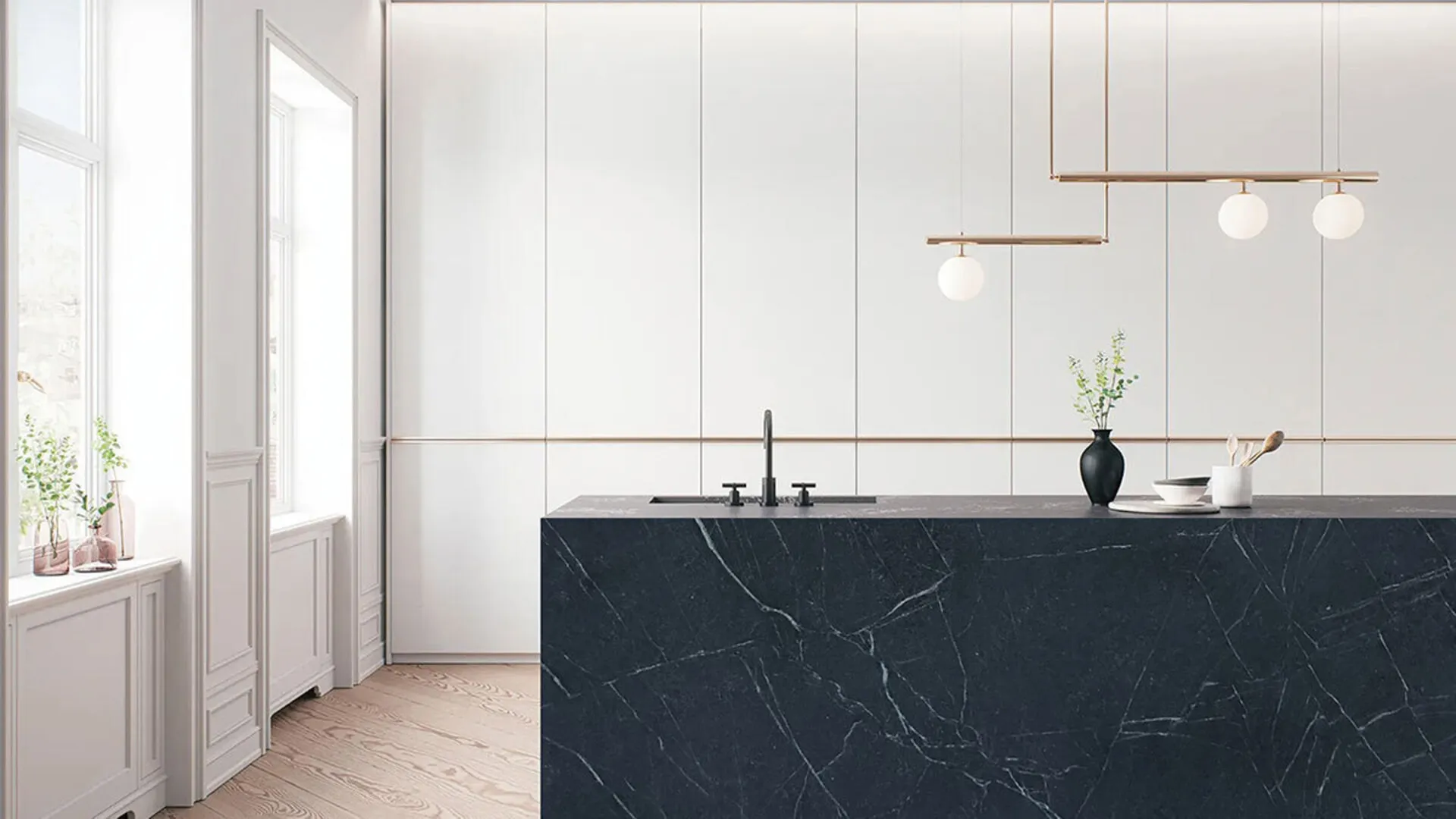 Image of installed Black Soapstone Soapstone countertops