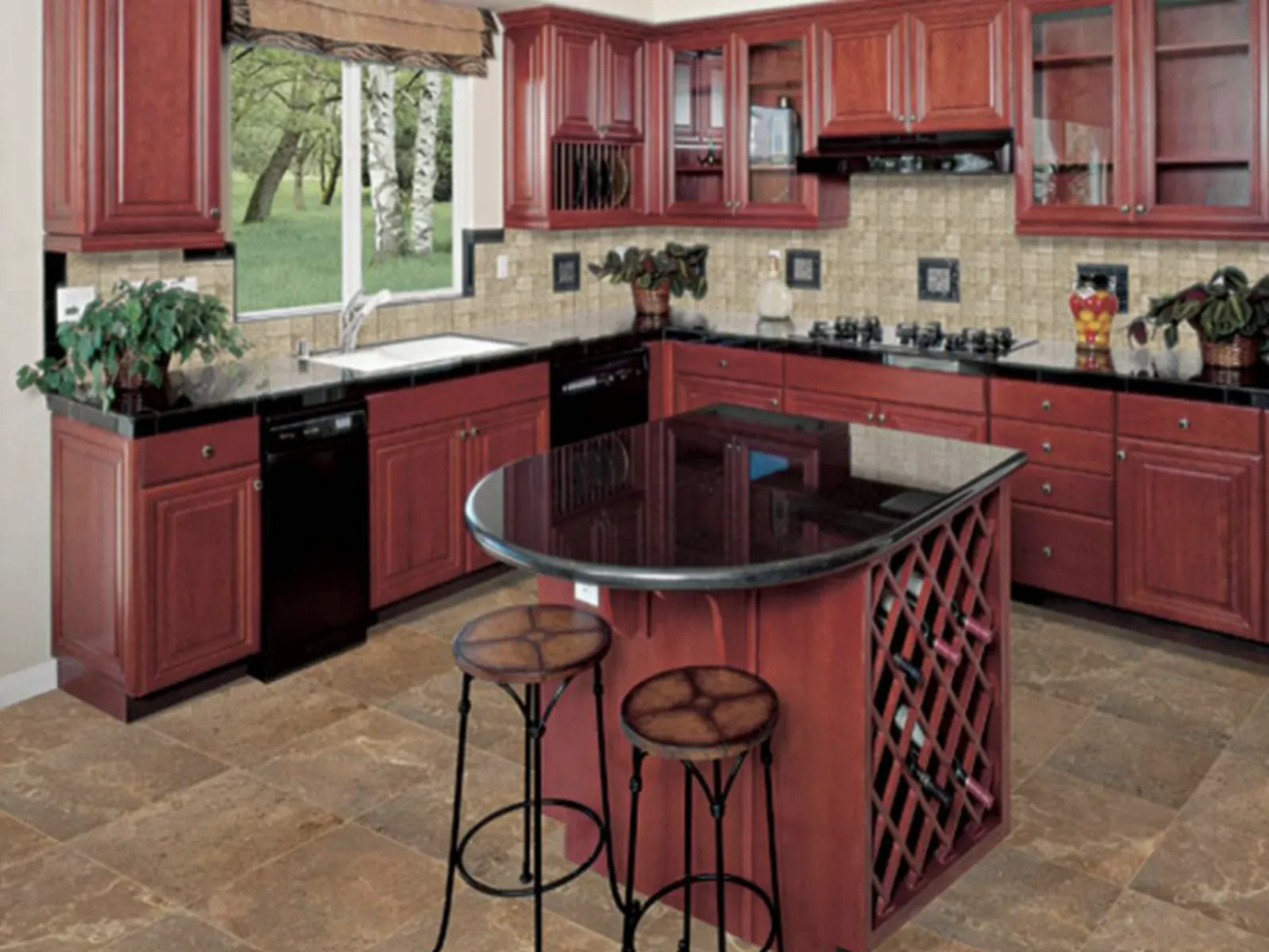 Image of installed Premium Black Granite countertops
