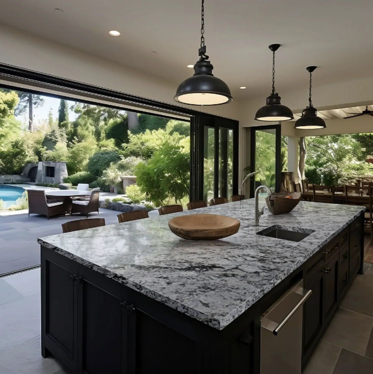 Image of installed Lennon Grey Granite countertops