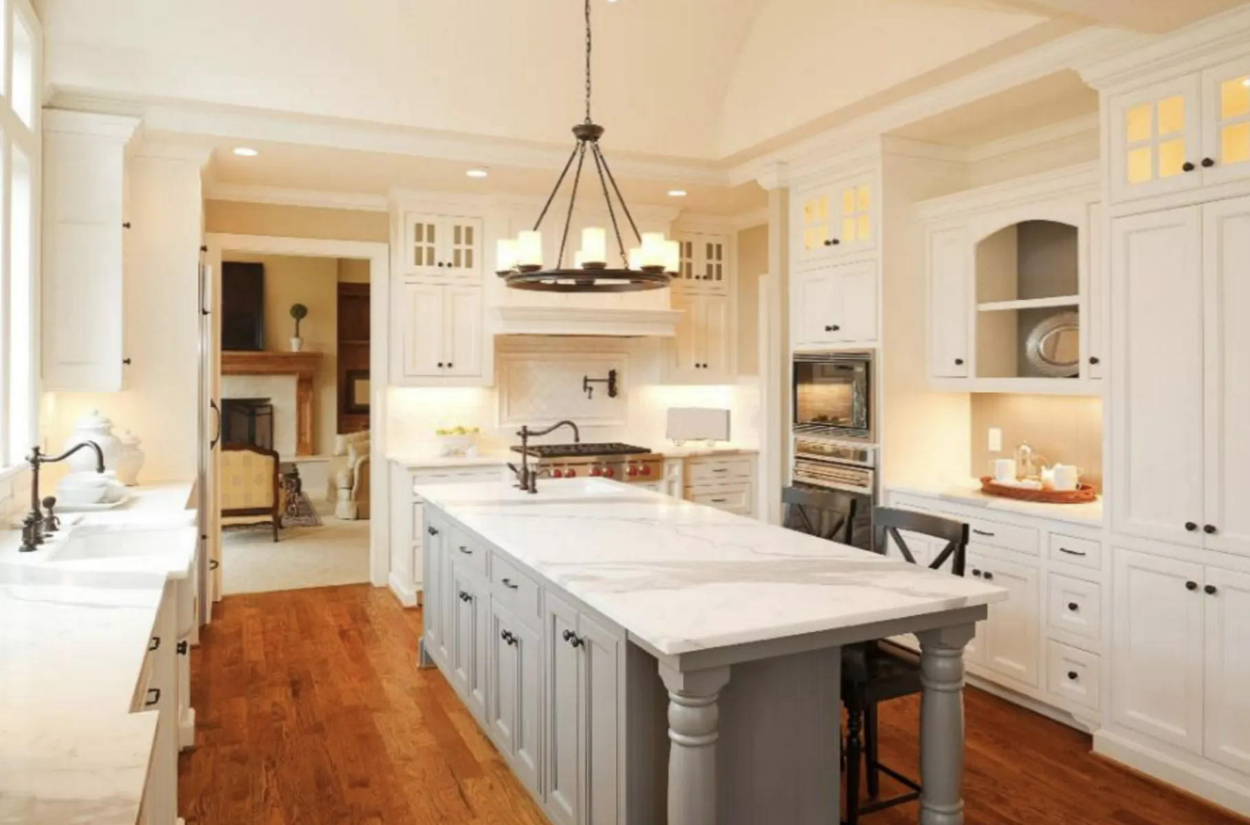 Image of installed Calacatta Marble countertops