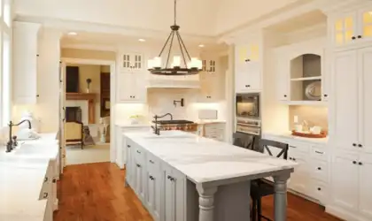 Image of installed Calacatta Marble countertops