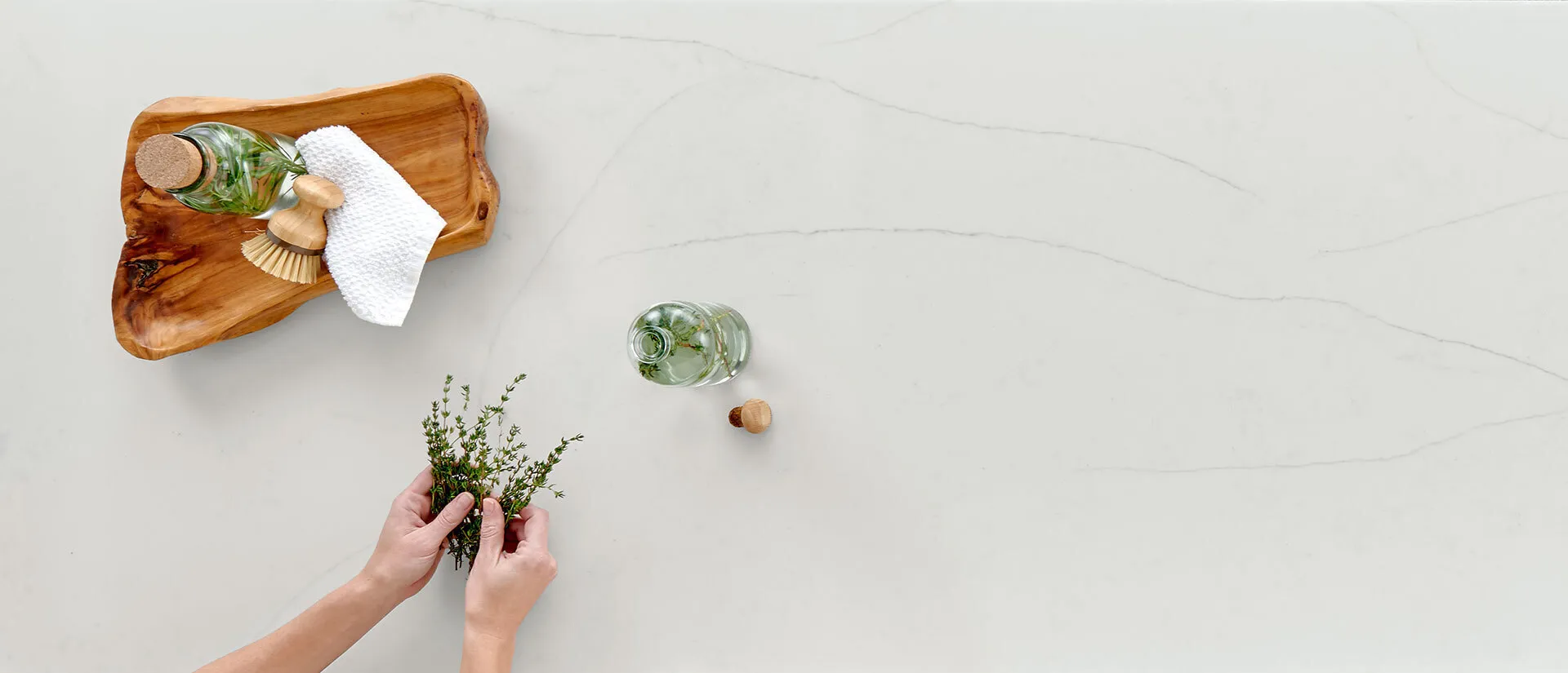 Image of installed Q Quartz Calacatta Clara Quartz countertops