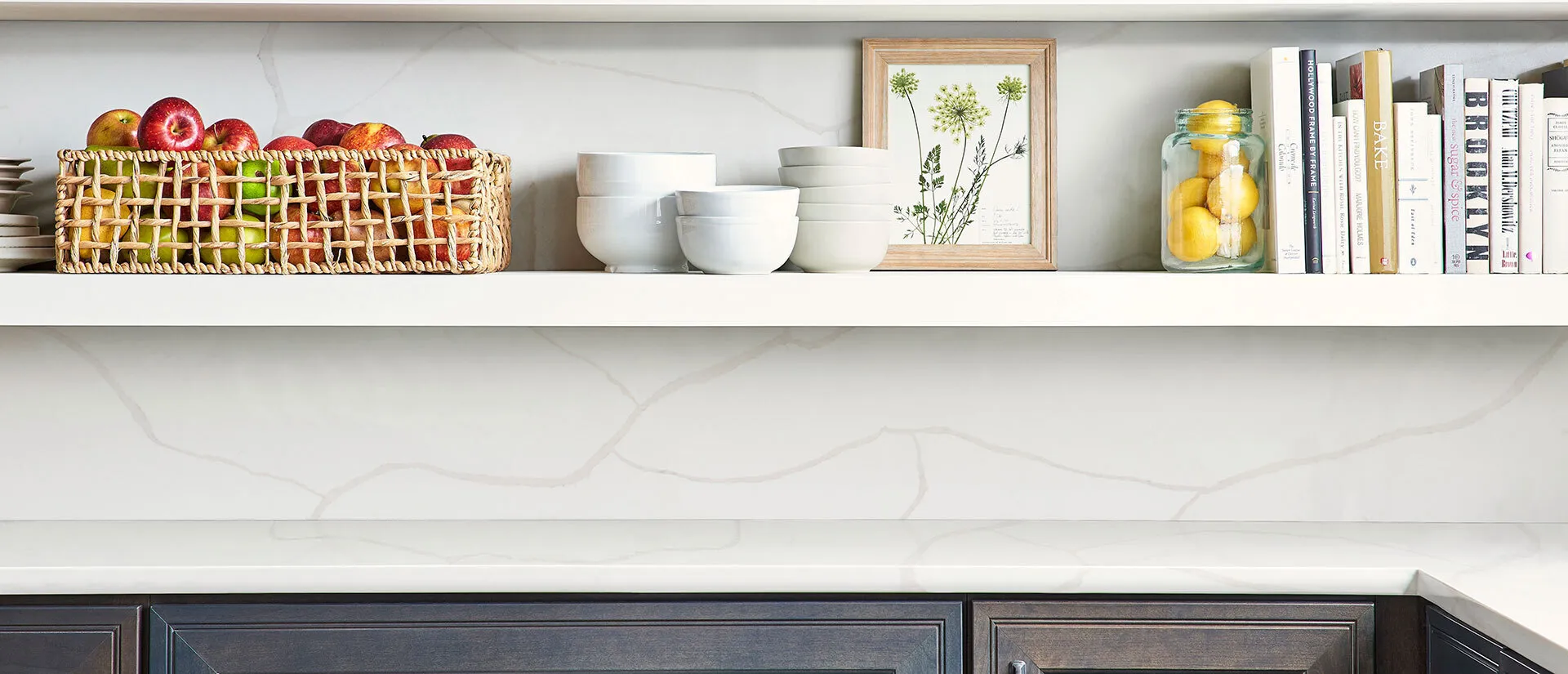 Image of installed Q Quartz Calacatta Classique Quartz countertops