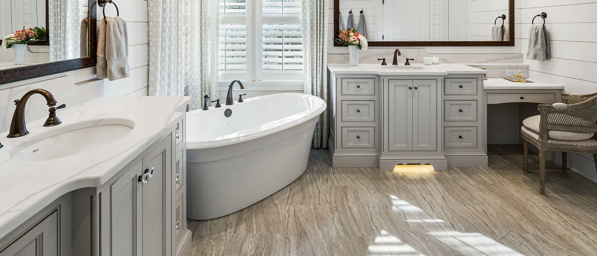 Image of installed Q Quartz Calacatta Classique Quartz countertops
