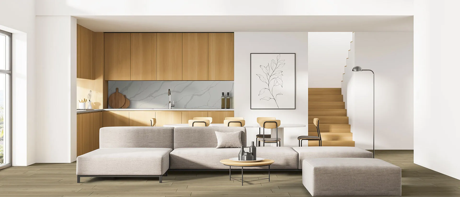 Image of installed Q Quartz Calacatta Idillio White Quartz countertops