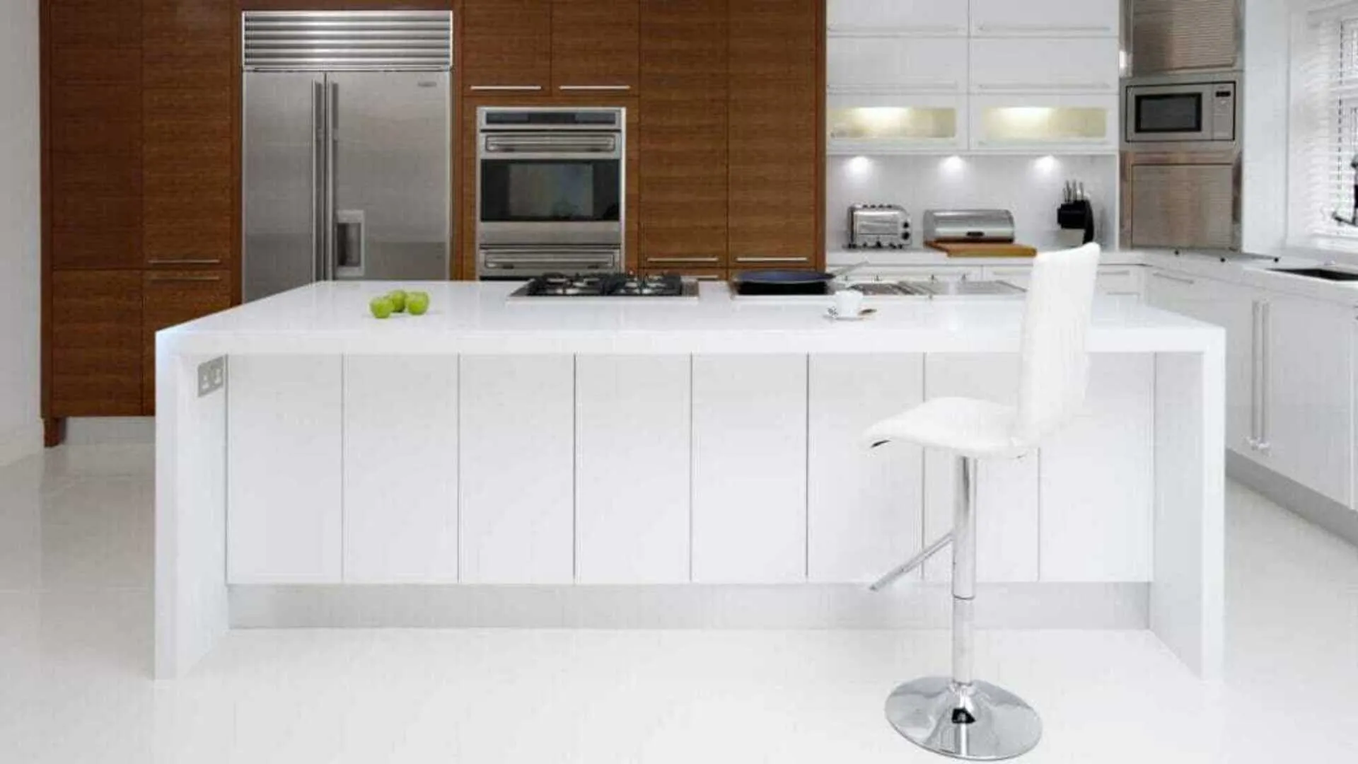 Image of installed Caesarstone Blizzard Quartz countertops