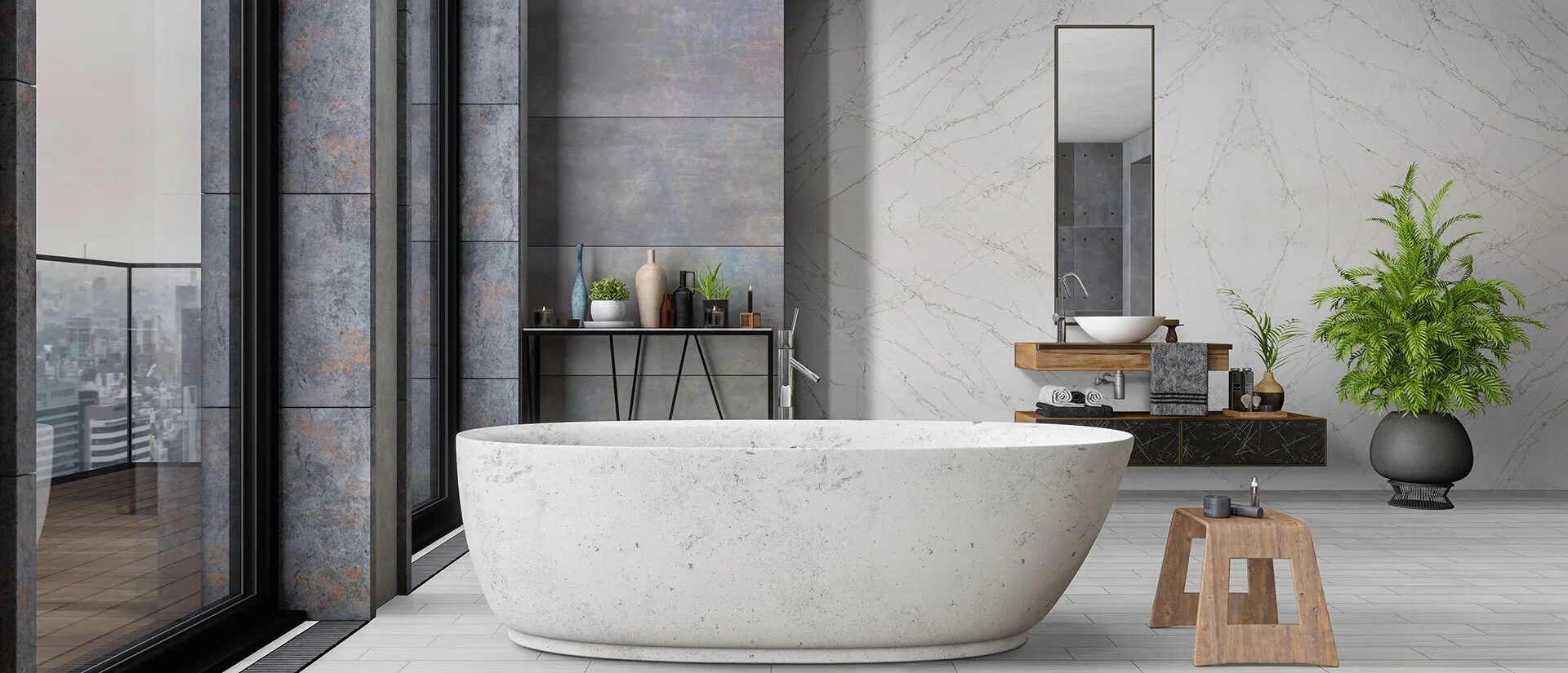 Image of installed Q Quartz Calacatta Viraldi White Quartz countertops