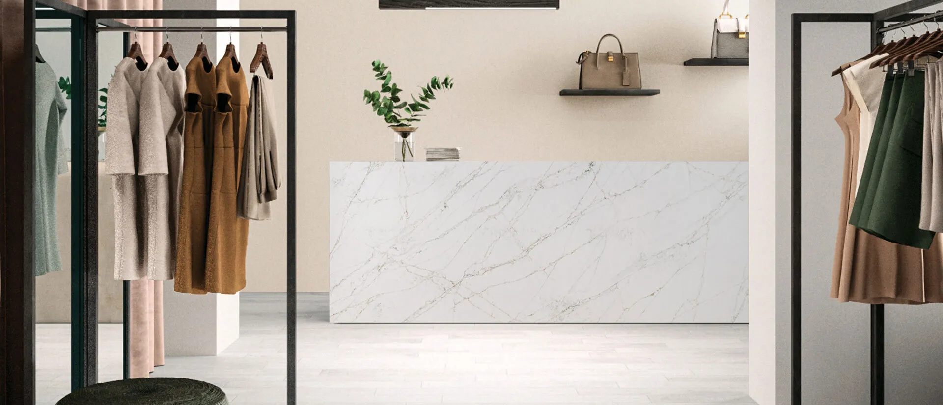 Image of installed Q Quartz Calacatta Viraldi White Quartz countertops
