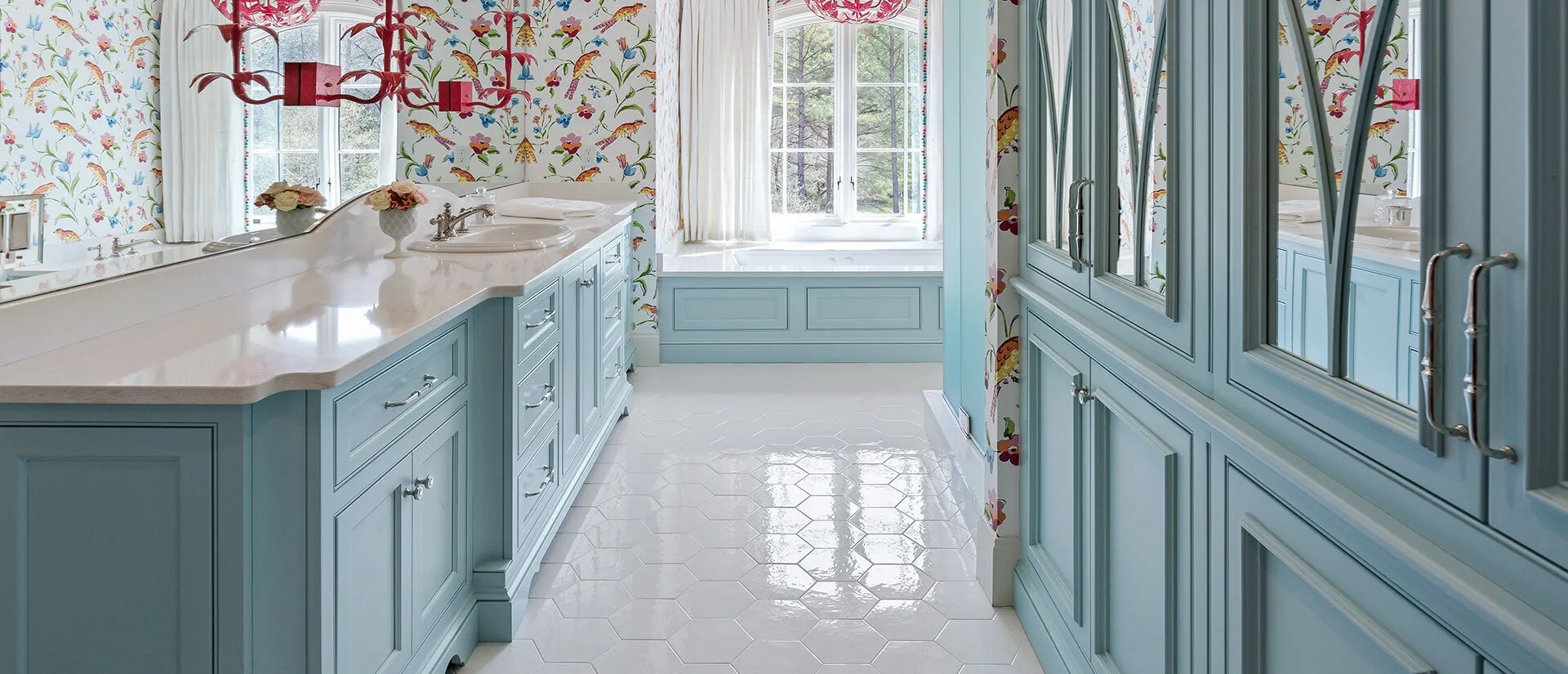 Image of installed Q Quartz Glacier White Quartz countertops