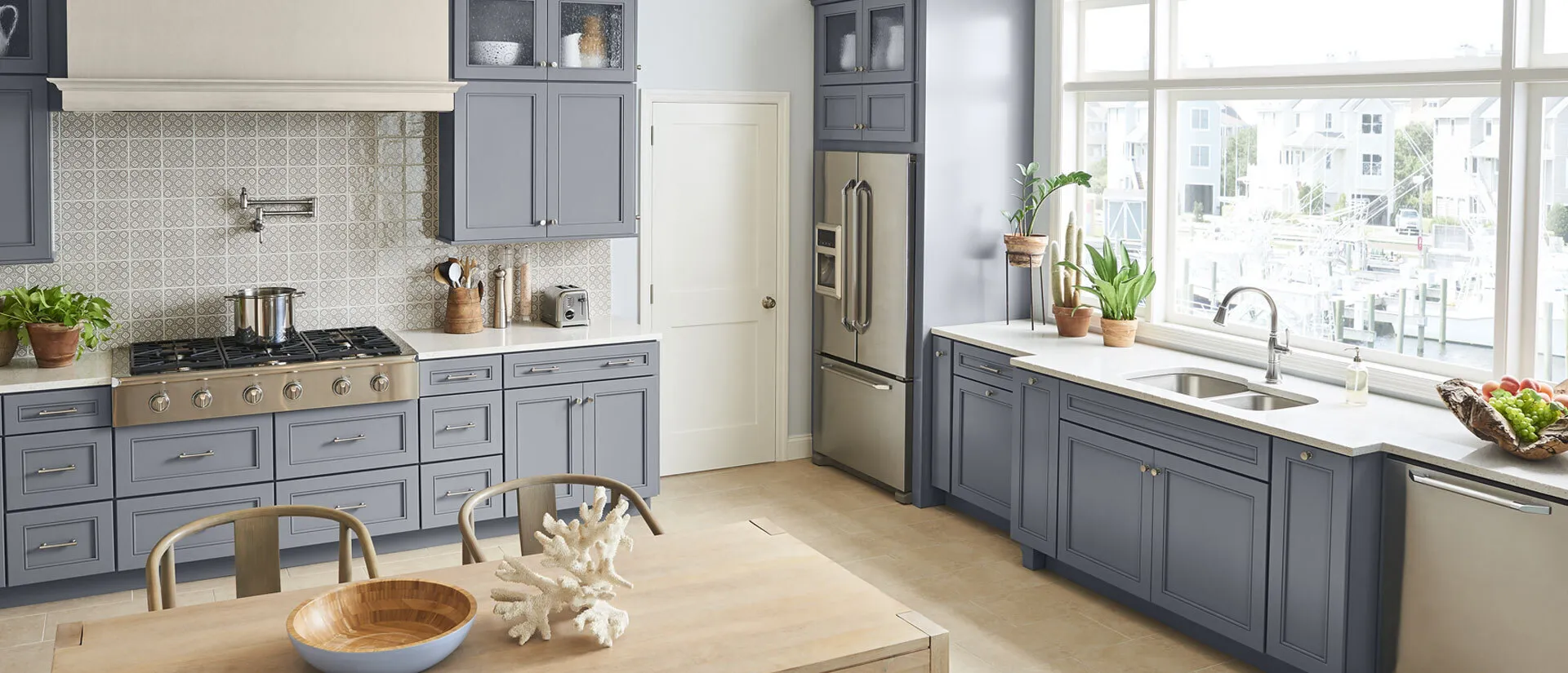 Image of installed Q Quartz Iced White Quartz countertops