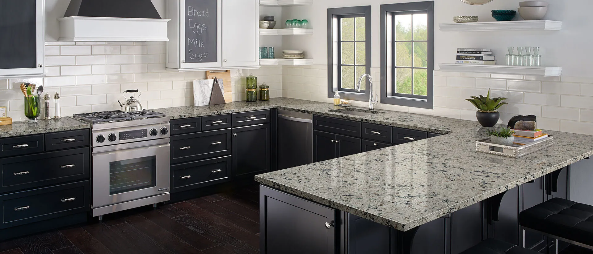 Image of installed Q Quartz Pacific Salt Cream Quartz countertops