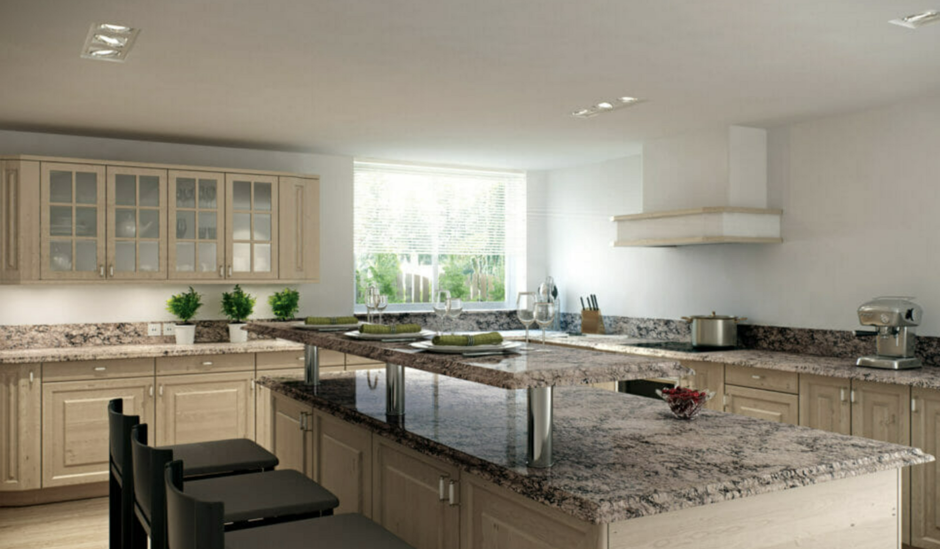 Image of installed Caesarstone Himalayan Moon Grey Quartz countertops