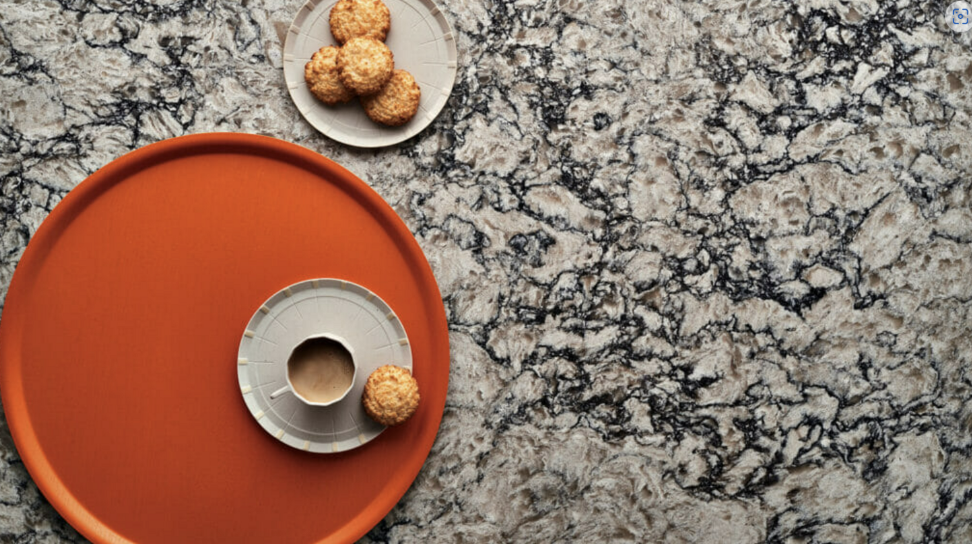 Image of installed Caesarstone Himalayan Moon Grey Quartz countertops