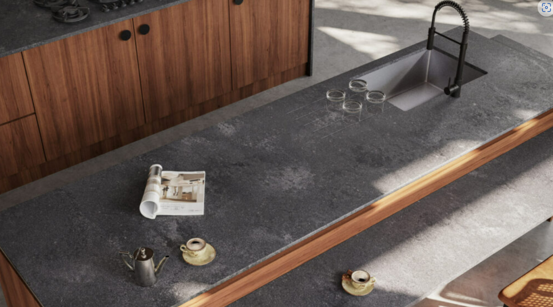 Image of installed Caesarstone Rugged Concrete Quartz countertops