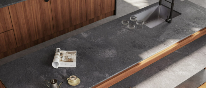 Image of installed Caesarstone Rugged Concrete Quartz countertops