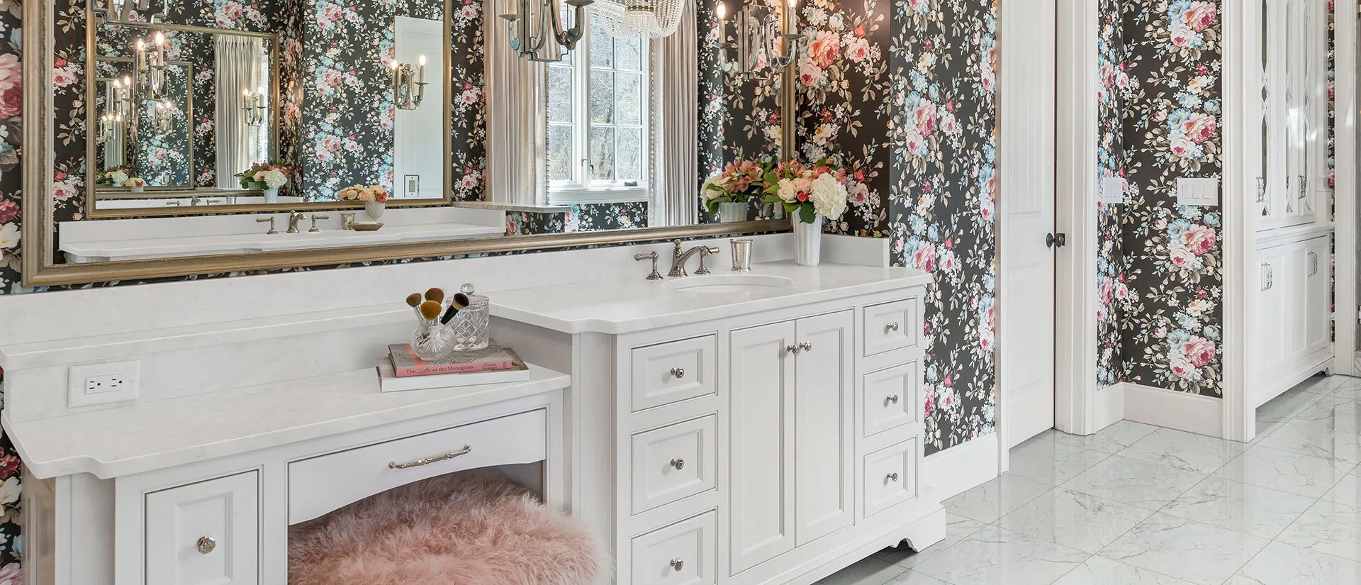 Image of installed Q Quartz Carrara Miksa White Quartz countertops