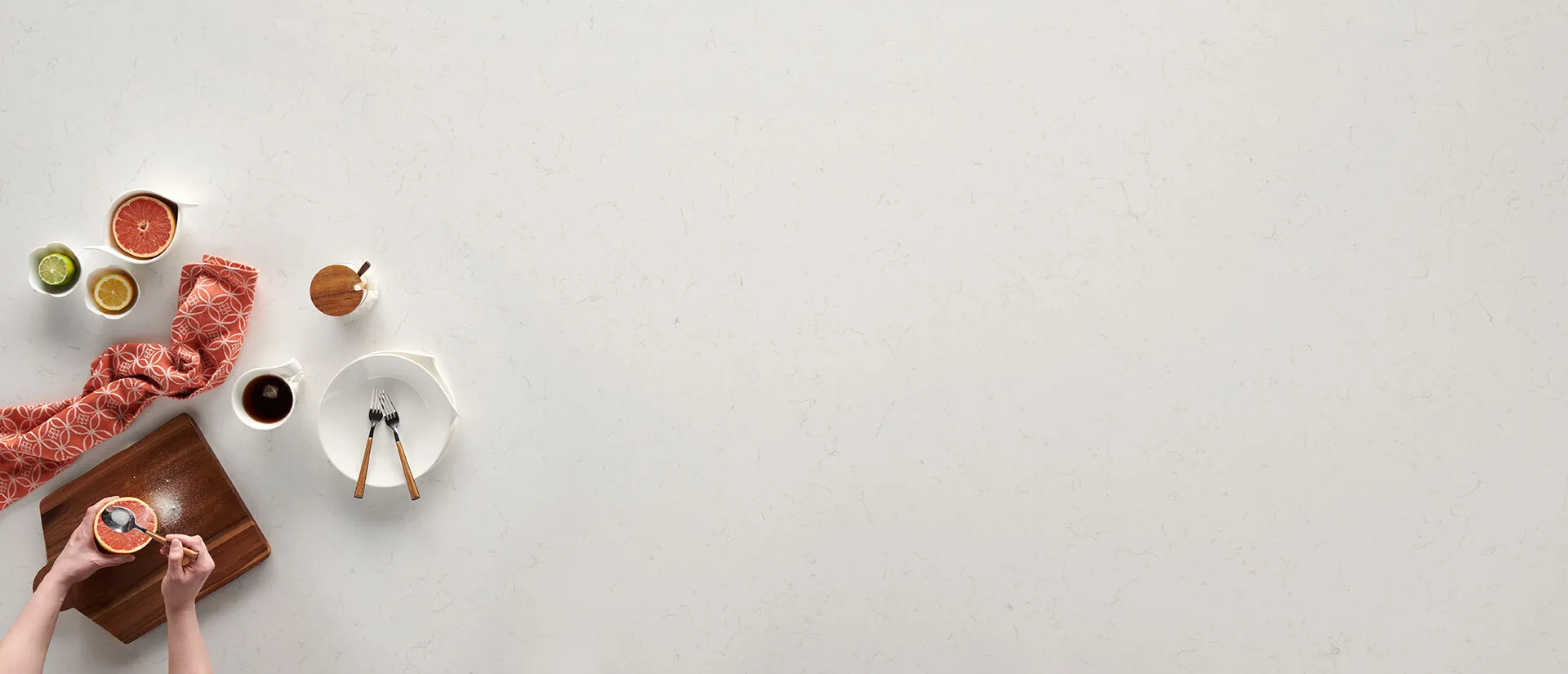 Image of installed Q Quartz Carrara Miksa White Quartz countertops