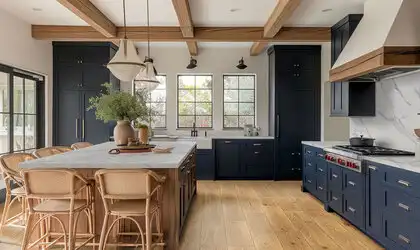 Image of installed Q Quartz Calacatta Anava White Quartz countertops