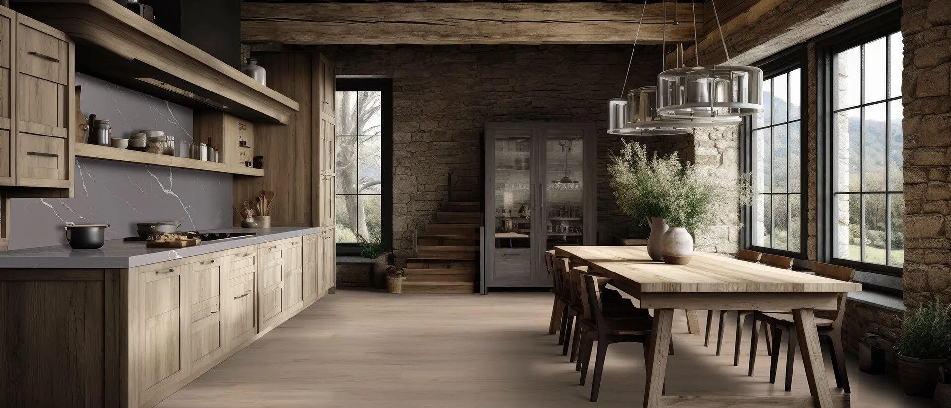 Image of installed Q Quartz Calacatta Laza Grigio Grey Quartz countertops