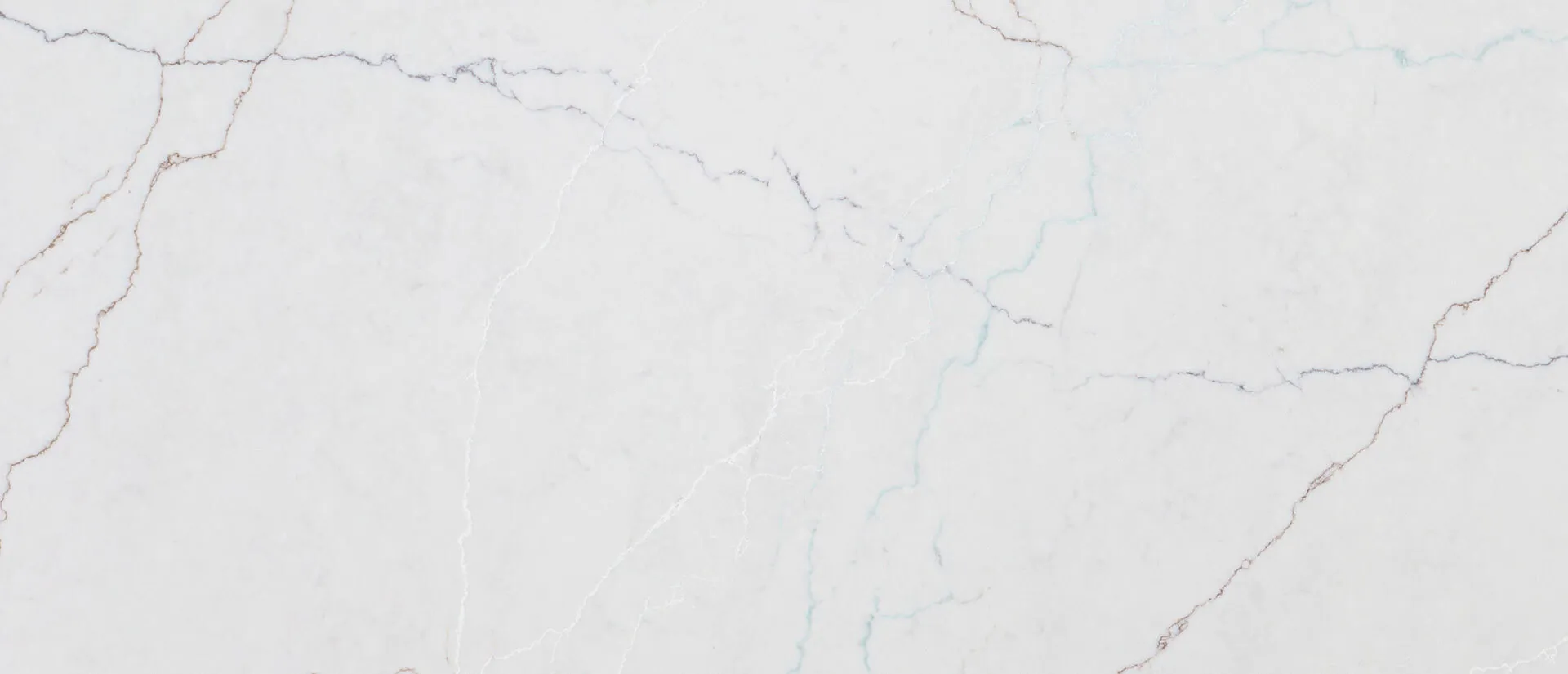 Closeup image of Q Quartz Calacatta Miraggio Seaglass Quartz countertop slab