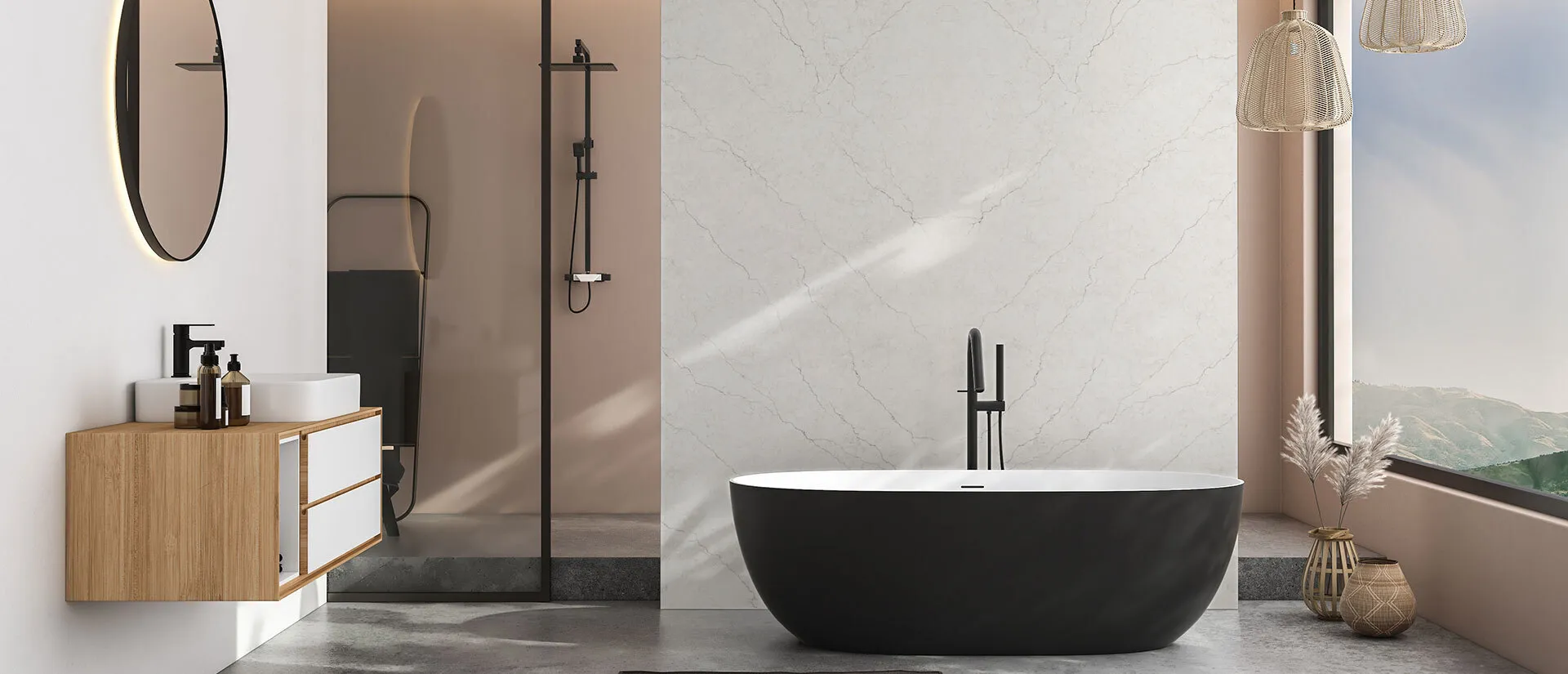 Image of installed Q Quartz Calacatta Miraggio Sienna White Quartz countertops