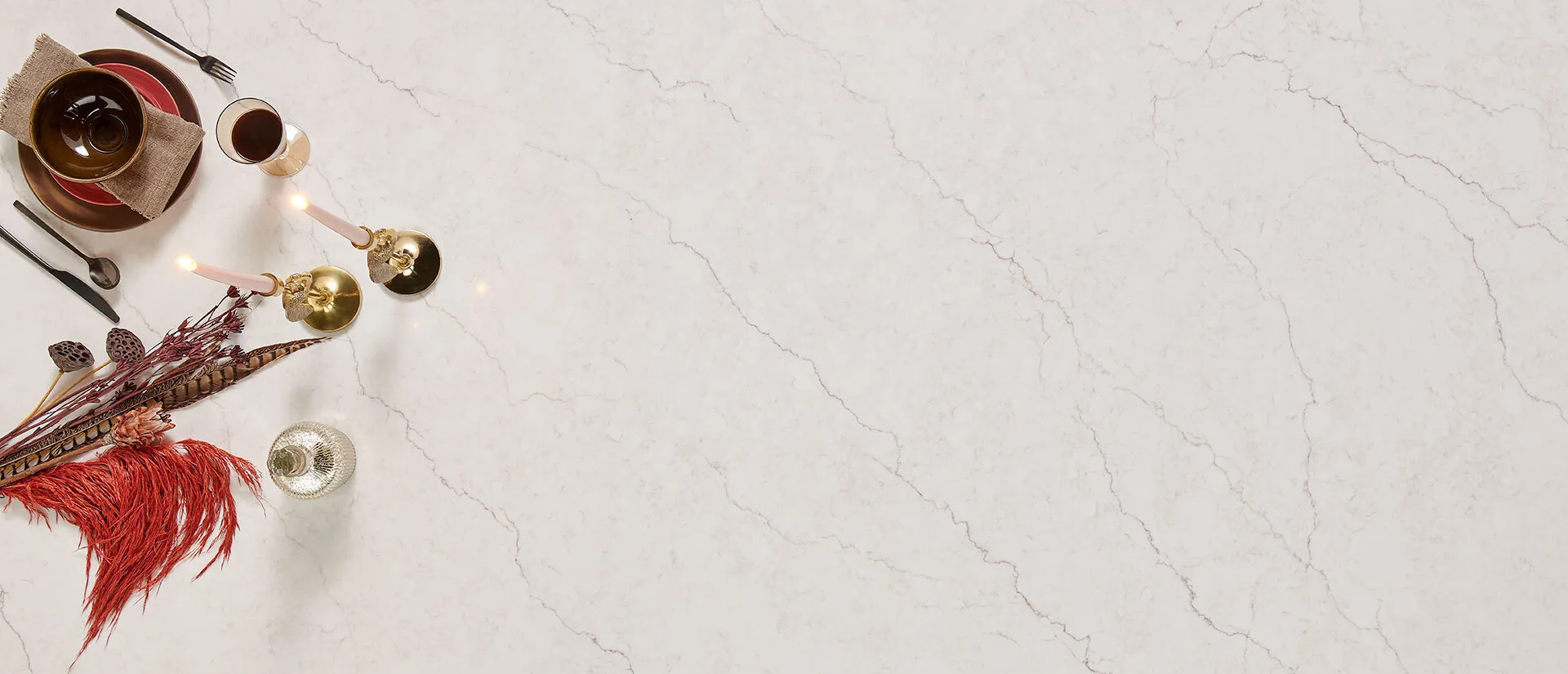 Image of installed Q Quartz Calacatta Miraggio Sienna White Quartz countertops