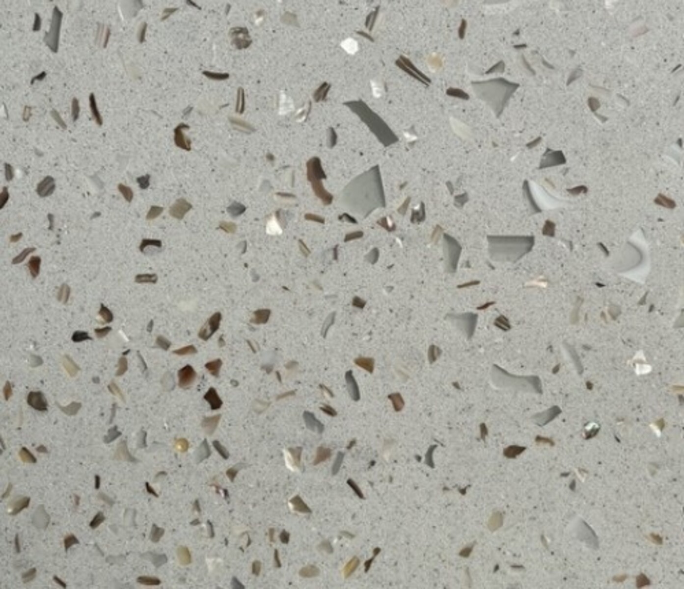 Closeup image of Playa Beige Glass Terrazzo countertop slab