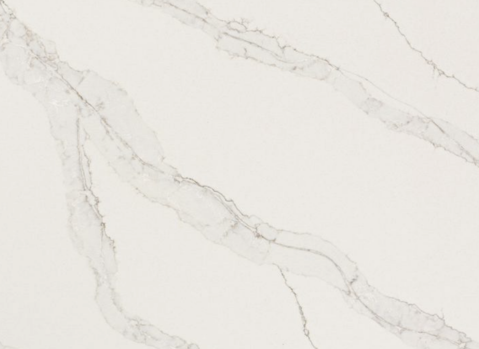 Closeup image of Stratus Quartz Calacatta Altissimo White Quartz countertop slab