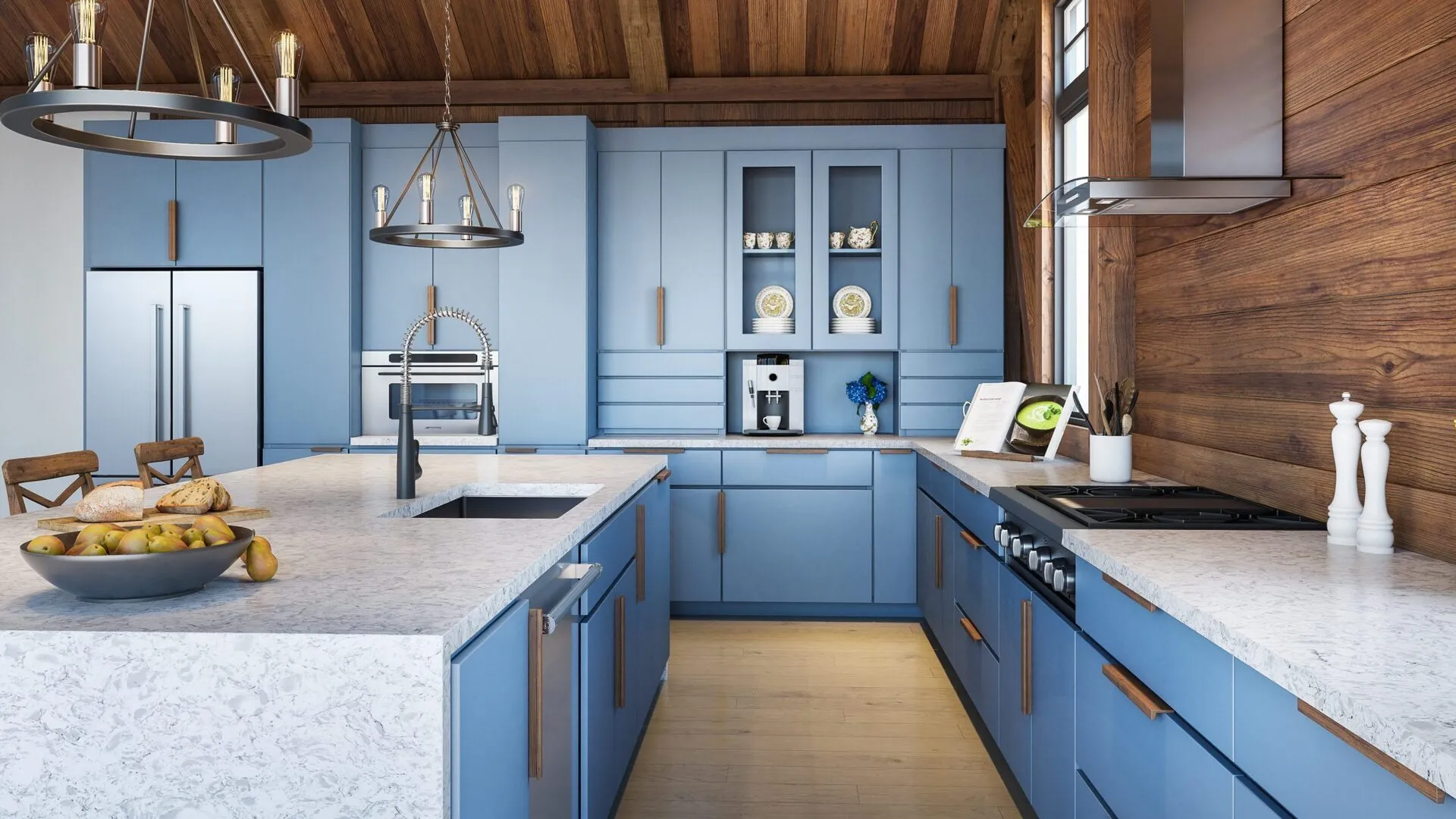 Image of installed PentalQuartz Aegean Grey Quartz countertops