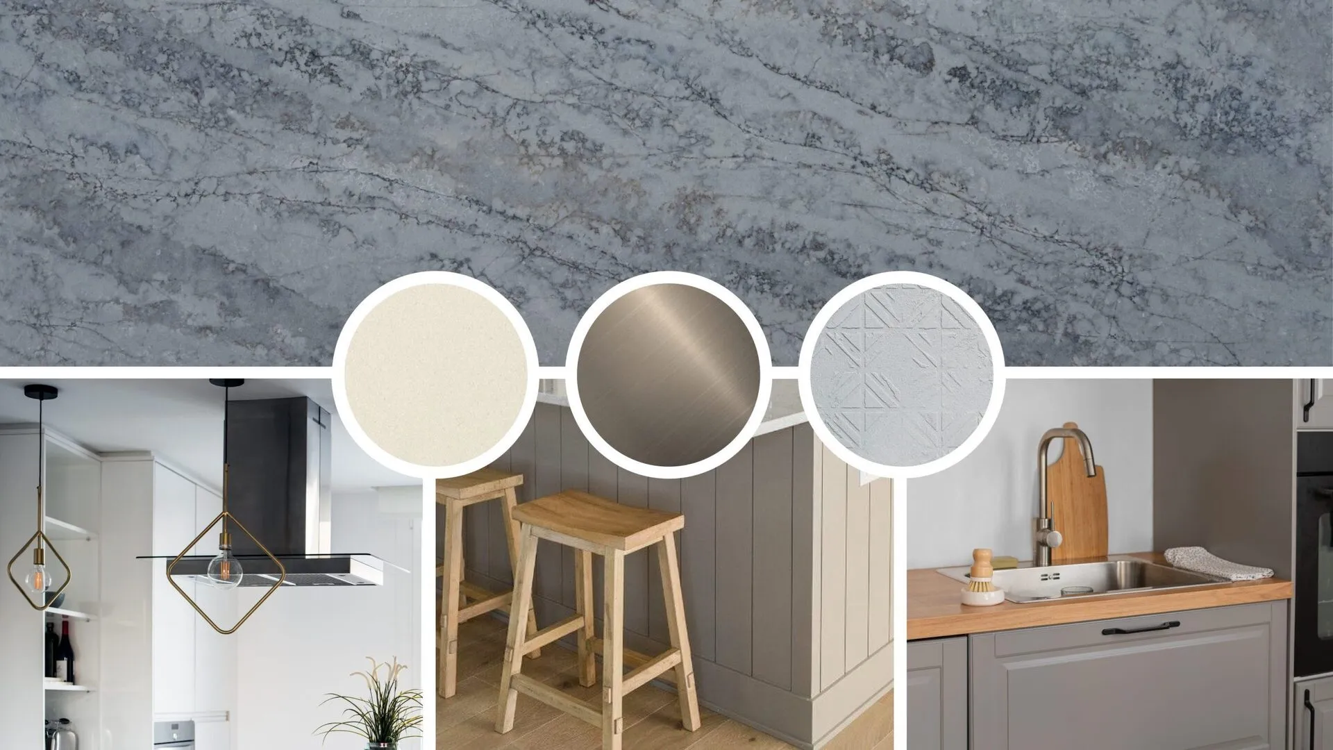 Image of installed PentalQuartz Atlantis Azul Grey Quartz countertops