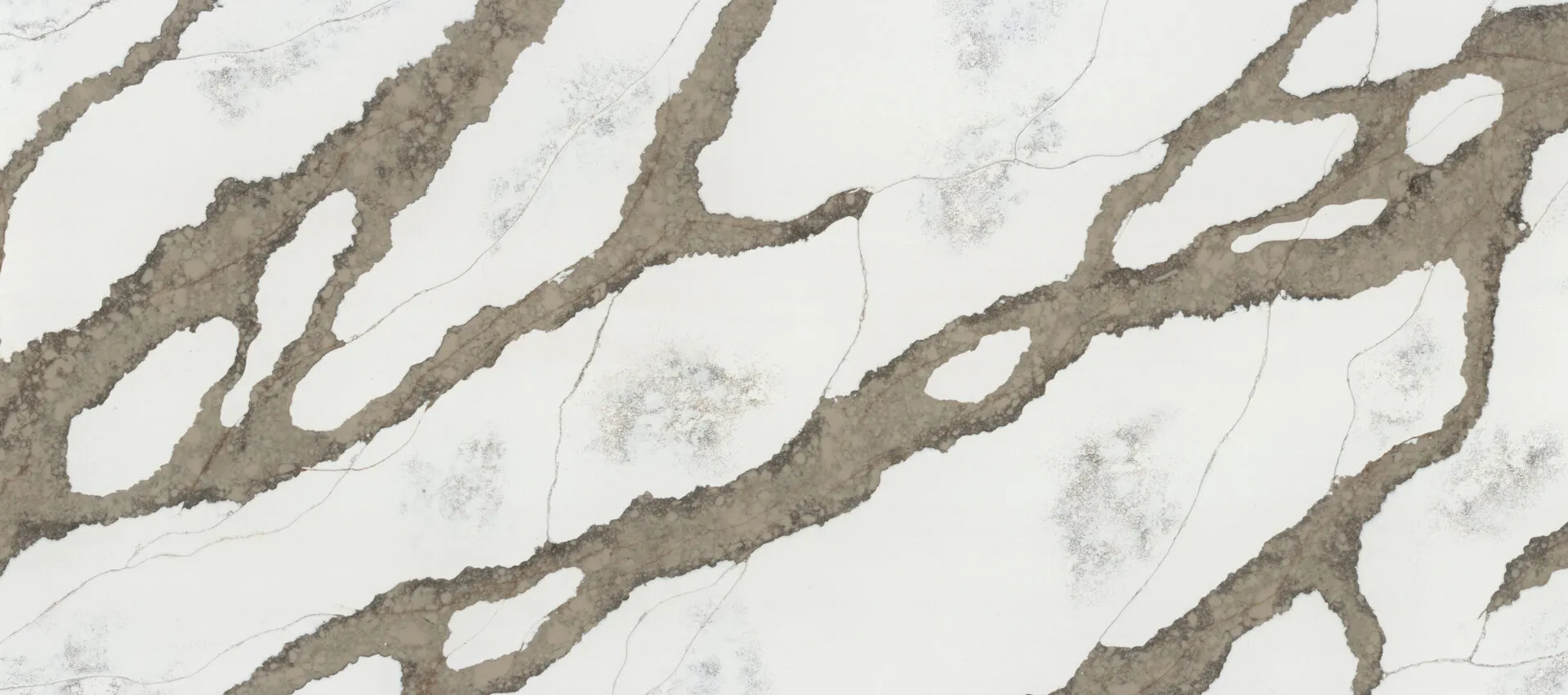 Closeup image of PentalQuartz Atlas Ember White Quartz countertop slab