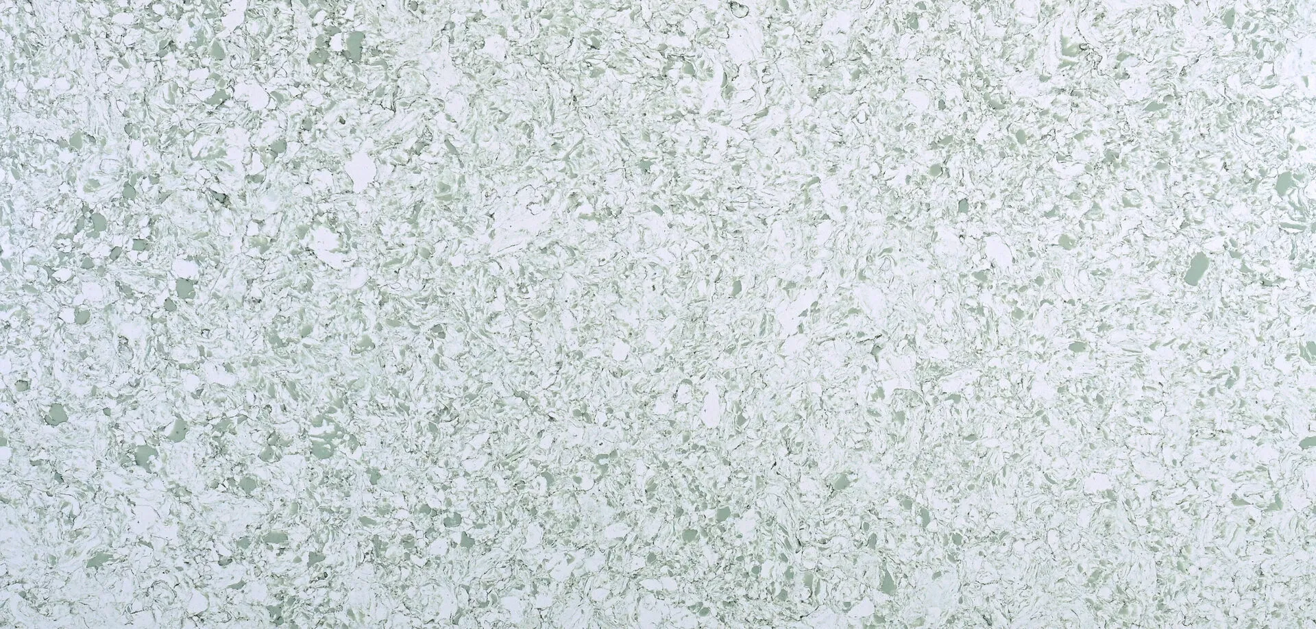 Closeup image of PentalQuartz Celadon Green Quartz countertop slab