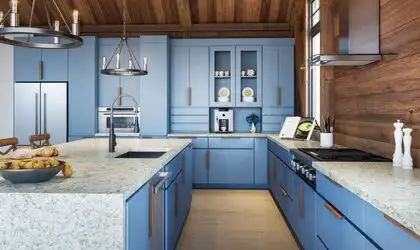 Image of installed PentalQuartz Celadon Green Quartz countertops