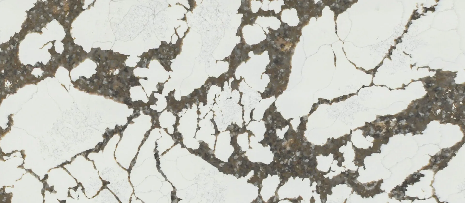 Closeup image of PentalQuartz Chiara Cascade White Quartz countertop slab