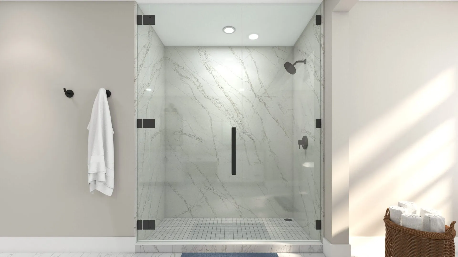Image of installed PentalQuartz Crema Claret Cream Quartz countertops