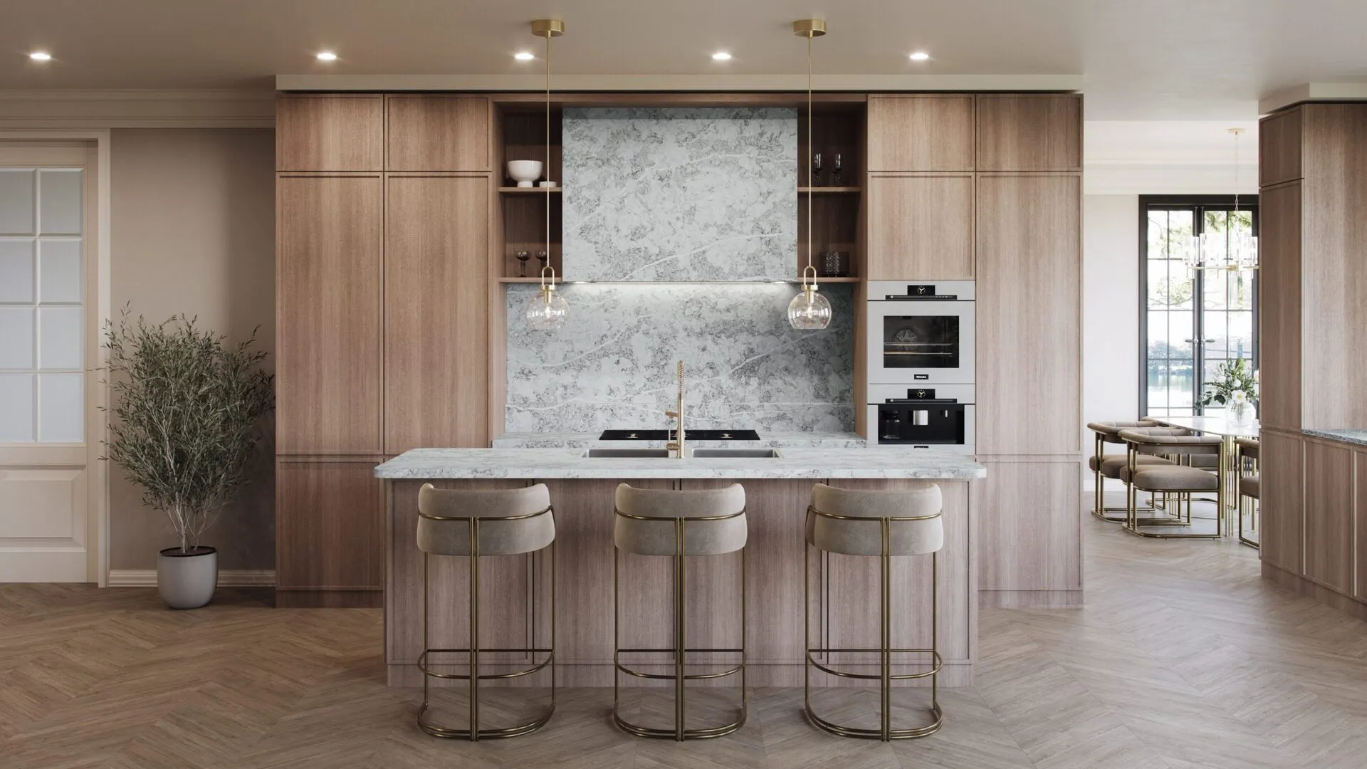 Image of installed PentalQuartz Ijen Grey Quartz countertops