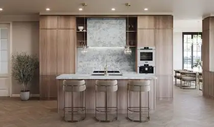 Image of installed PentalQuartz Ijen Grey Quartz countertops