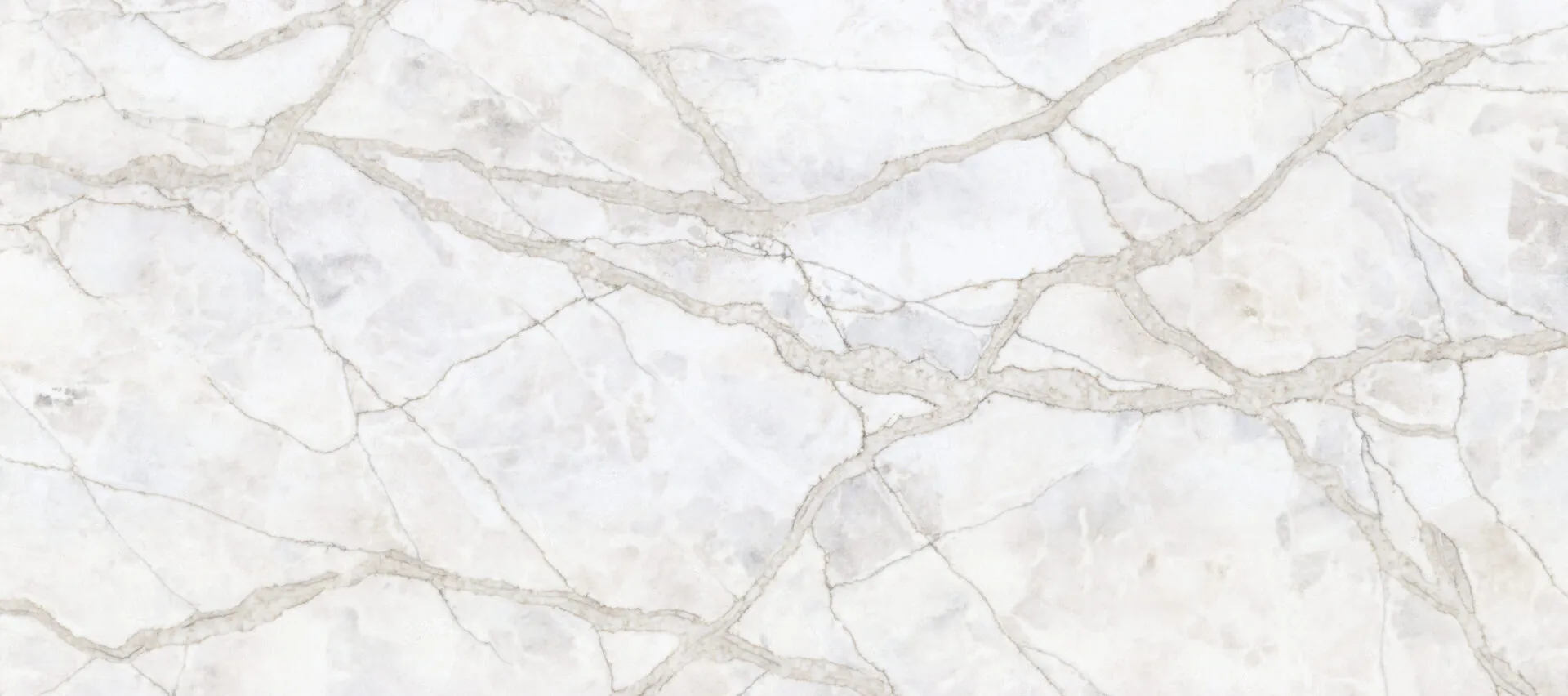 Closeup image of PentalQuartz Lumen Sky White Quartz countertop slab