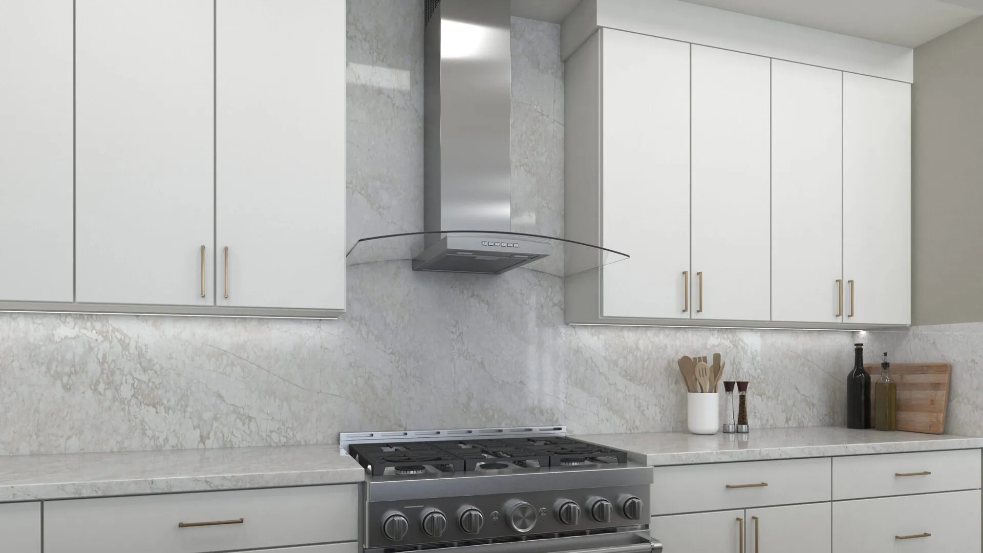 Image of installed PentalQuartz Lunaria Cream Quartz countertops