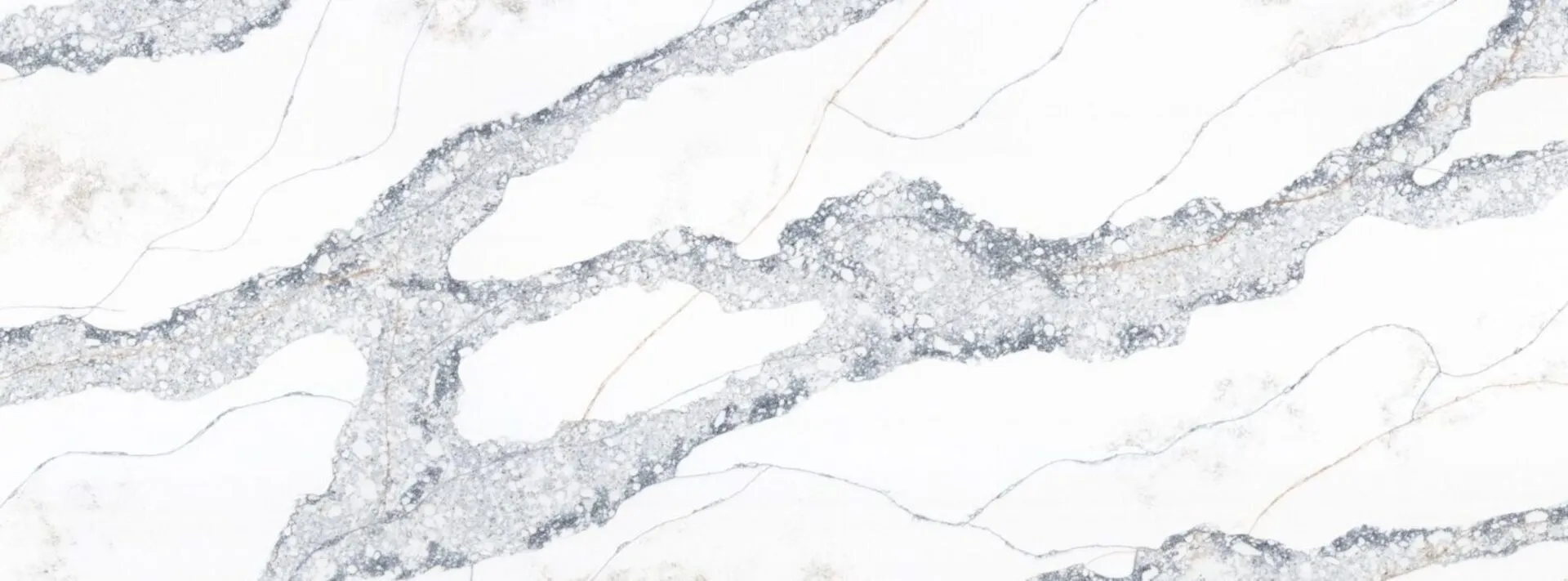 Closeup image of PentalQuartz Malana White Quartz countertop slab