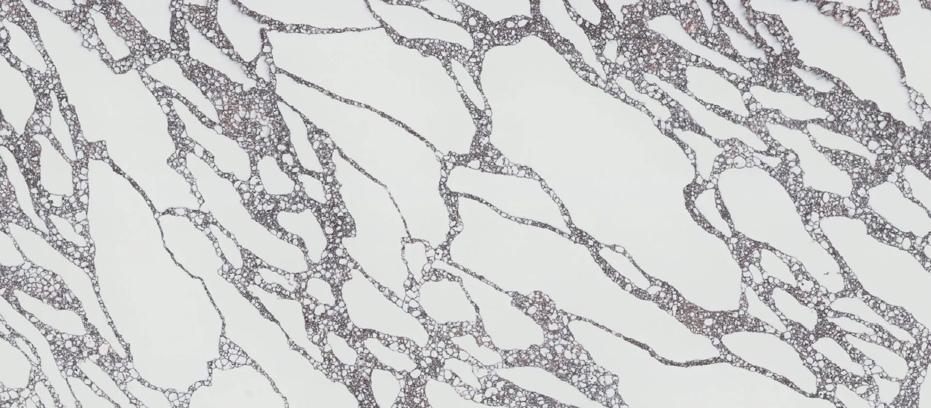Closeup image of PentalQuartz Marmo Viola White Quartz countertop slab