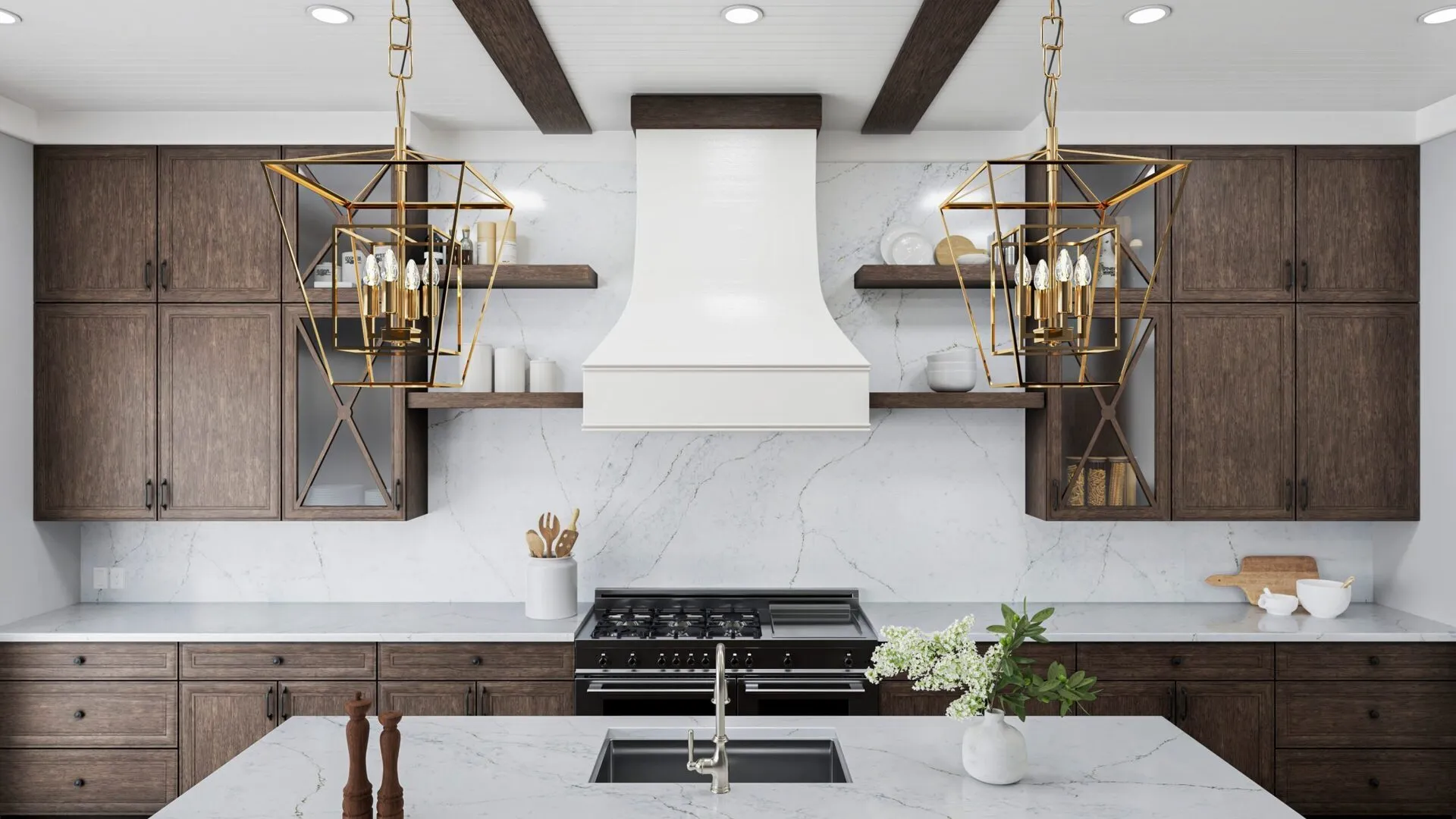 Image of installed PentalQuartz Moritz White Quartz countertops