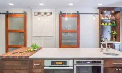 Image of installed PentalQuartz Seashell White Quartz countertops