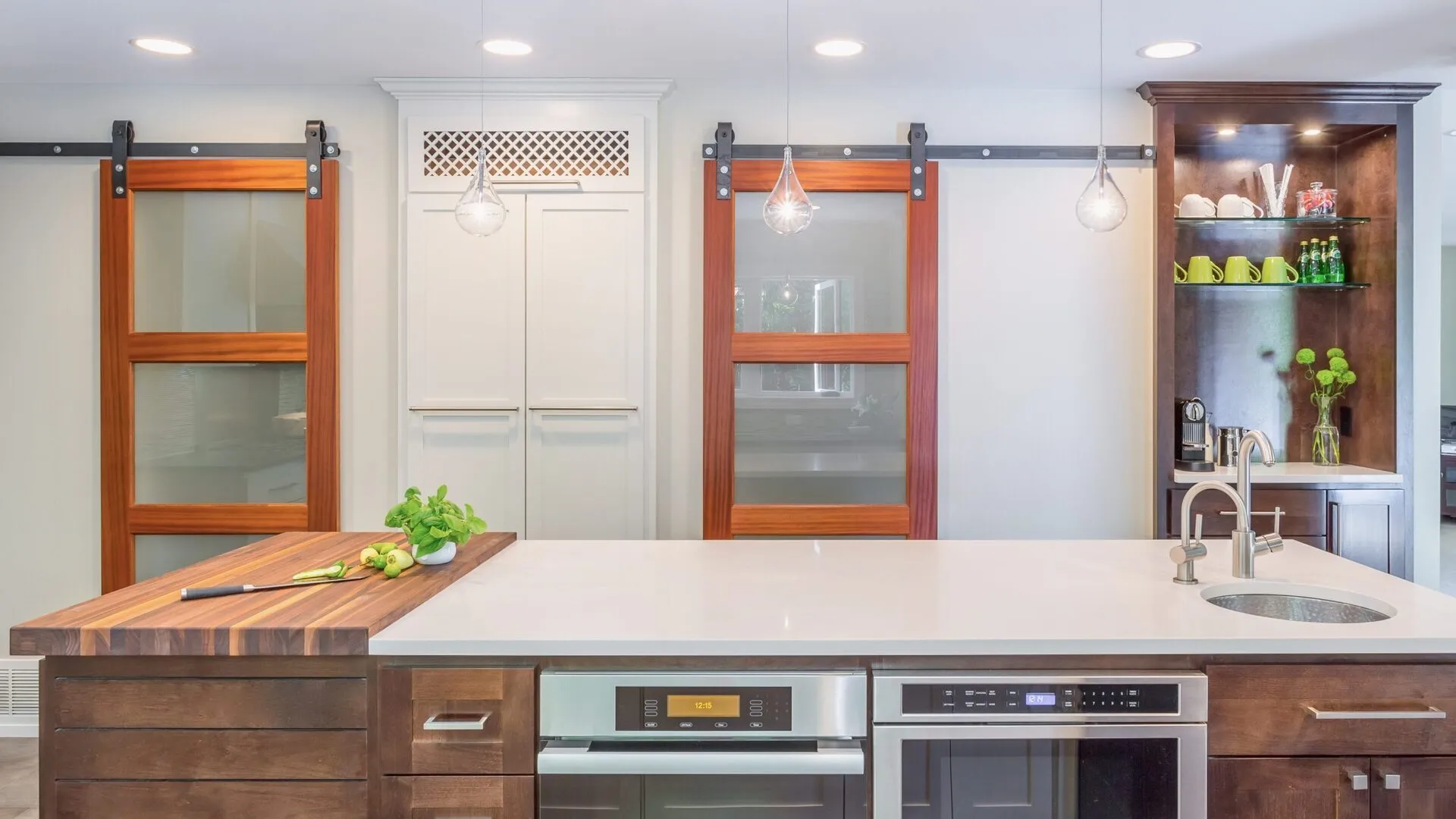Image of installed PentalQuartz Seashell White Quartz countertops