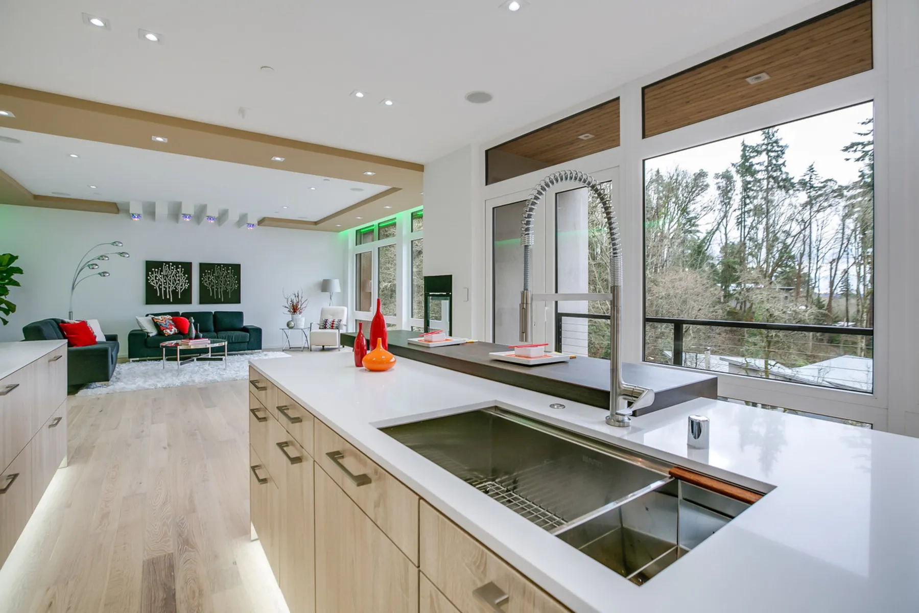 Image of installed PentalQuartz Super White White Quartz countertops
