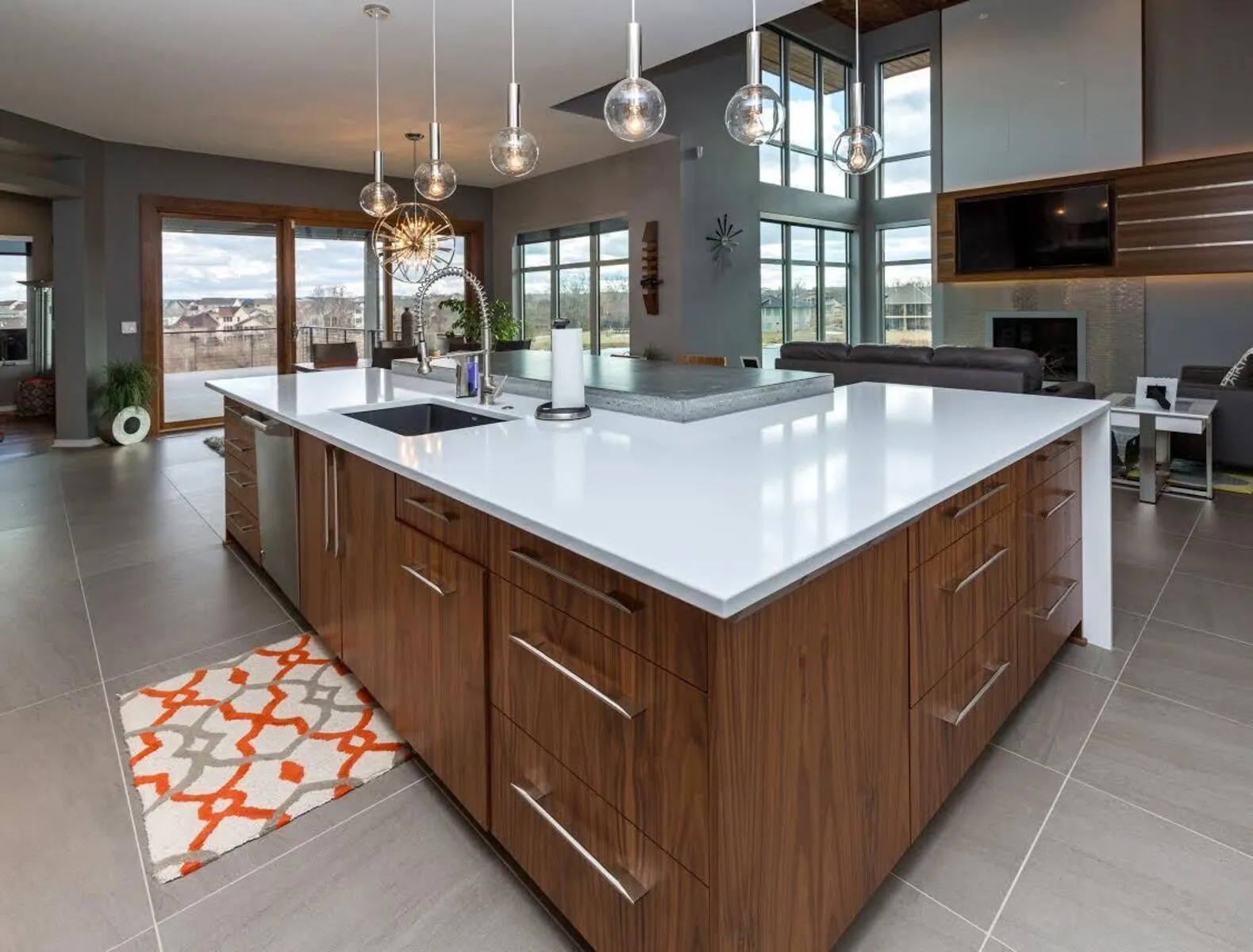 Image of installed PentalQuartz Thassos White Quartz countertops